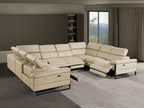 1246 Divanitalia 8-Piece U-Shaped Modular Power Reclining Sectional Sofa with 4 Power Recliners and Power Headrests - Top Grain Italian Leather