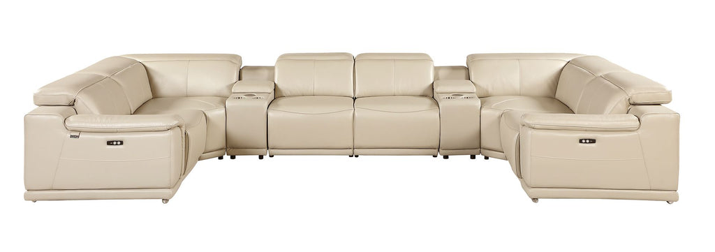 9762 Divanitalia 8-Piece U-Shaped Top Grain Italian Leather Sectional Sofa with 4 Power Recliners - Beige - SKU 9762-BEIGE-8PC-4PWR-U-SECTIONAL-GROUP - view 3