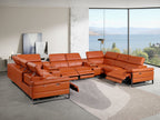 1246 Divanitalia 10-Piece U-Shaped Modular Power Reclining Sectional Sofa with 4 Power Recliners and Power Headrests - Top Grain Italian Leather