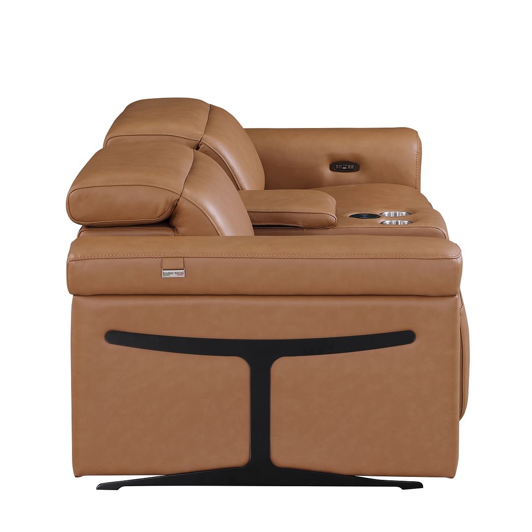 1126 Divanitalia 3-Piece Modular Power Reclining Loveseat in Top Grain Italian Leather with 2 Power Recliners & Power Headrests
