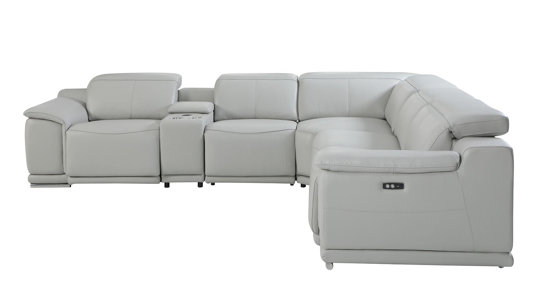 9762 Divanitalia 5-Piece L-Shaped Top Grain Italian Leather Sectional Sofa with 3 Power Recliners