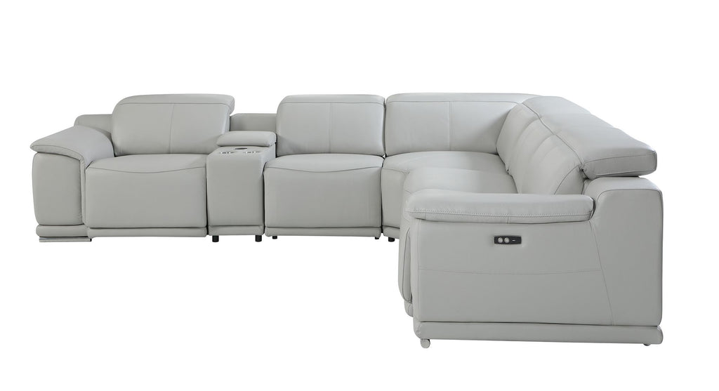 9762 Divanitalia 6-Piece L-Shaped Top Grain Italian Leather Sectional Sofa with 3 Power Recliners
