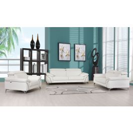 727 Divanitalia White Chair with Adjustable Headrest in Top-grain Italian Leather