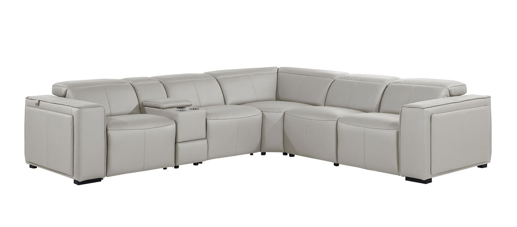 1224 Divanitalia 6-Piece L-Shaped Sectional Sofa in Top Grain Italian Leather with 3 Power Recliners & Power Headrests
