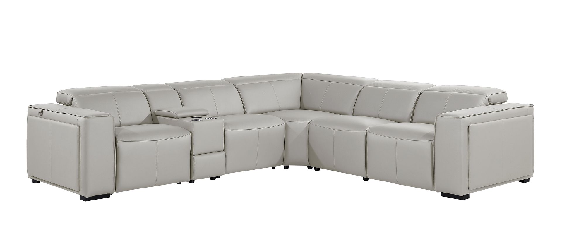1224 Divanitalia 6-Piece L-Shaped Sectional Sofa in Top Grain Italian Leather with 3 Power Recliners & Power Headrests