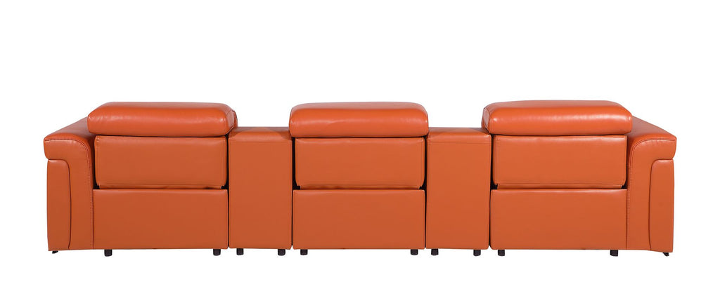 1126 Divanitalia 5-Piece Modular Power Reclining Sofa in Top Grain Italian Leather with 3 Power Recliners & Power Headrests