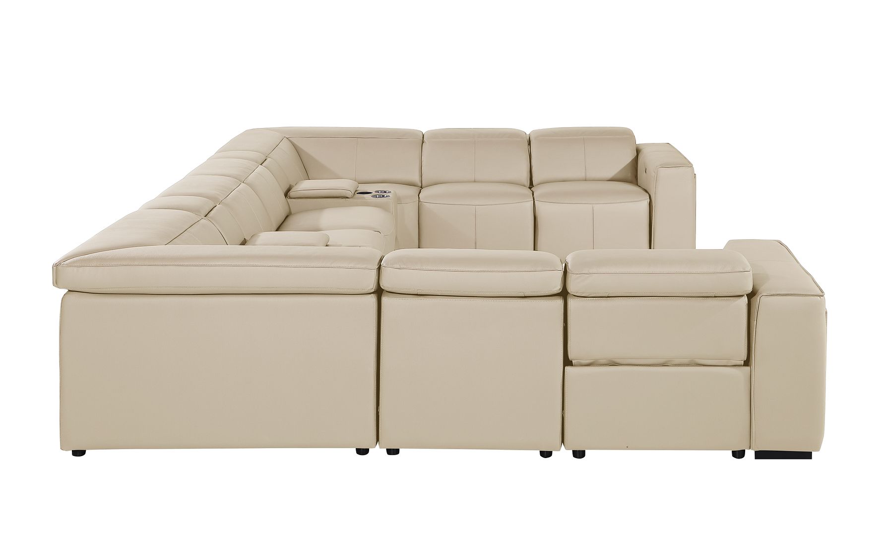 1224 Divanitalia 10-Piece U-Shaped Sectional Sofa in Top Grain Italian Leather with 4 Power Recliners & Power Headrests