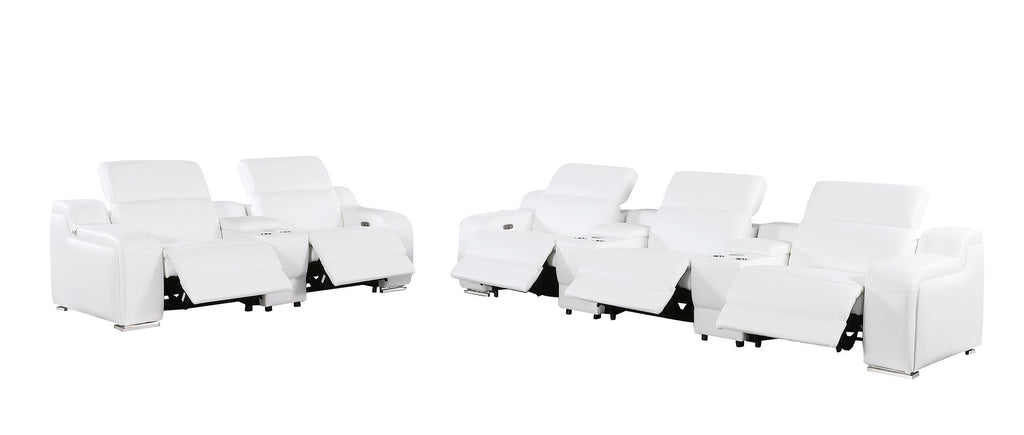 1116 Divanitalia 8-Piece Modular Power Reclining Sofa & Loveseat Set in Top Grain Italian Leather with 5 Power Recliners & Power Headrests - White - SKU 1116-WHITE-8.5-HT - view 5
