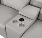 1208 Genuine Leather Dual Power Reclining Console Loveseat