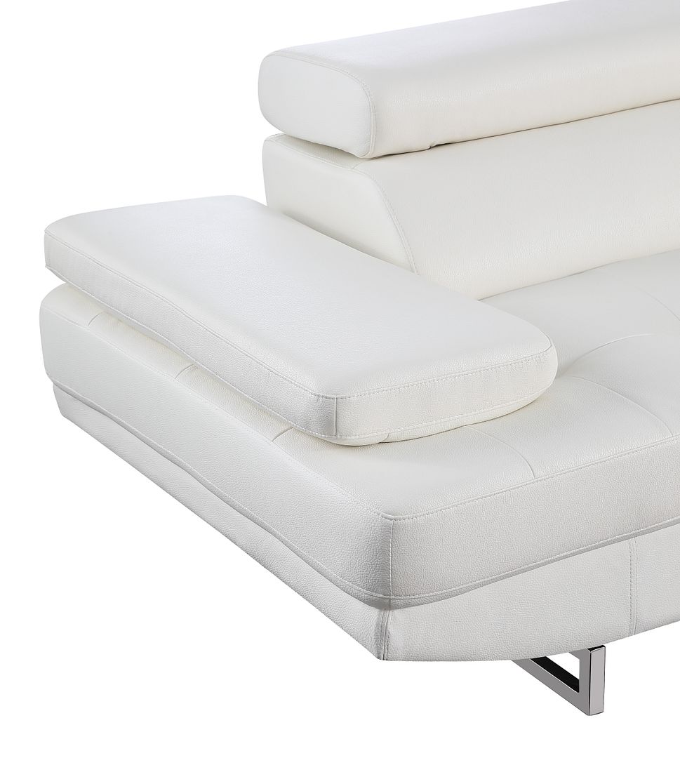 8136 Left Arm Facing Chaise with Adjustable Headrest in Genuine Leather