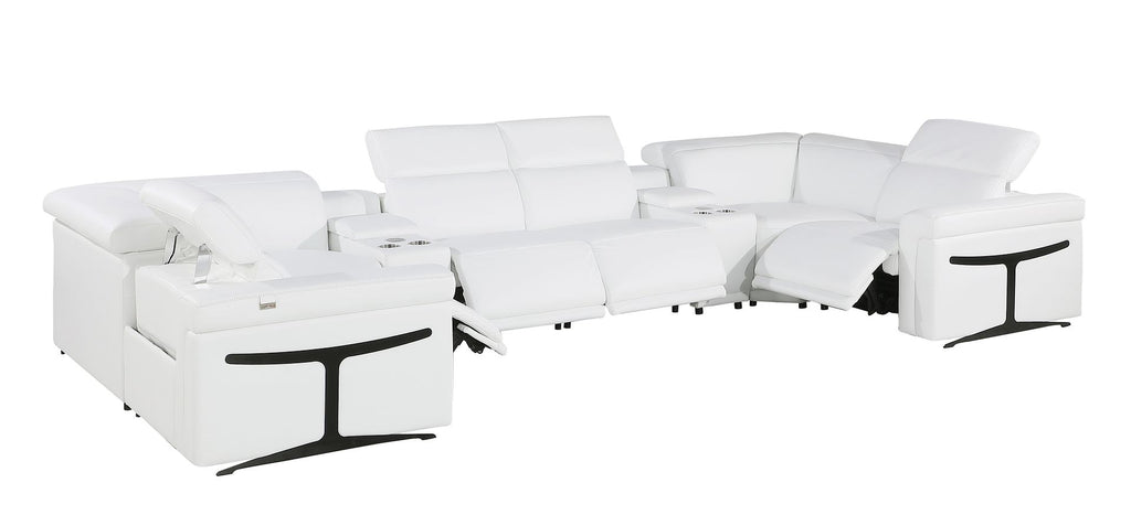 1126 Divanitalia 8-Piece U-Shaped Sectional Sofa in Top Grain Italian Leather with 4 Power Recliners & Power Headrests