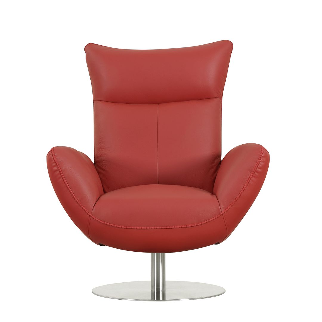 C74 Divanitalia Swivel Chair in Top-grain Italian Leather - Red