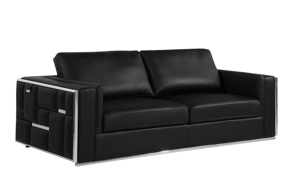 1130 Divanitalia 3-Piece Sofa Set in Top-grain Italian Leather - Black - SKU 1130-BLACK-3PC - view 4
