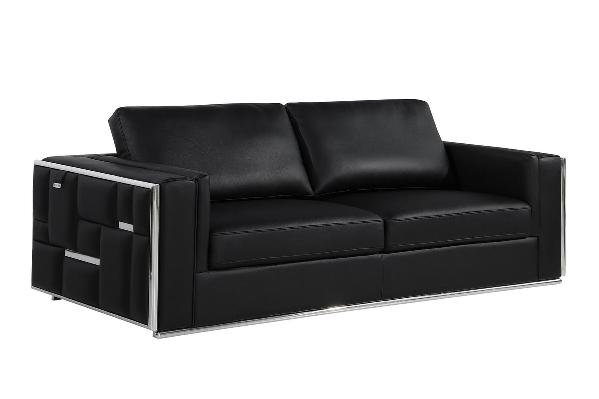 1130 Divanitalia 3-Piece Sofa Set in Top-grain Italian Leather - Black - SKU 1130-BLACK-3PC - view 4