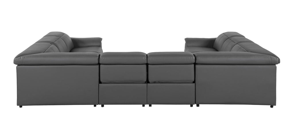 9762 Divanitalia 8-Piece U-Shaped Top Grain Italian Leather Sectional Sofa with 4 Power Recliners