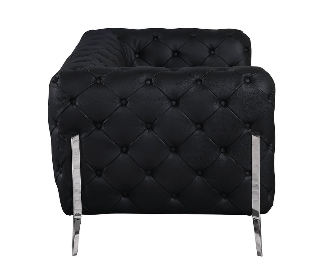 970 Divanitalia Loveseat in Top-grain Italian Leather - Black - SKU 970-L-BLACK