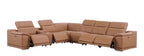 9762 Divanitalia 7-Piece L-Shaped Top Grain Italian Leather Sectional Sofa with 4 Power Recliners