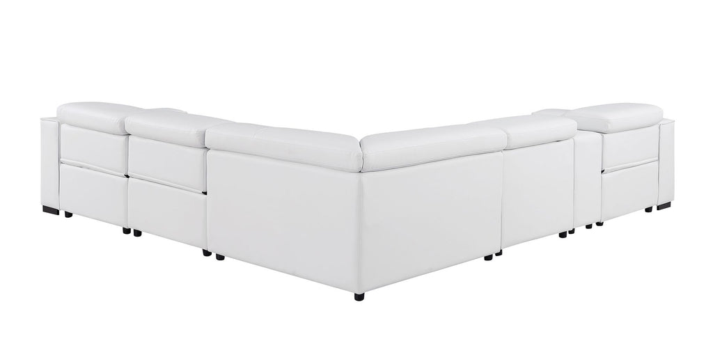 1208 6-Piece L-Shaped Leather Reclining Sectional Sofa with 3 Power Recliners