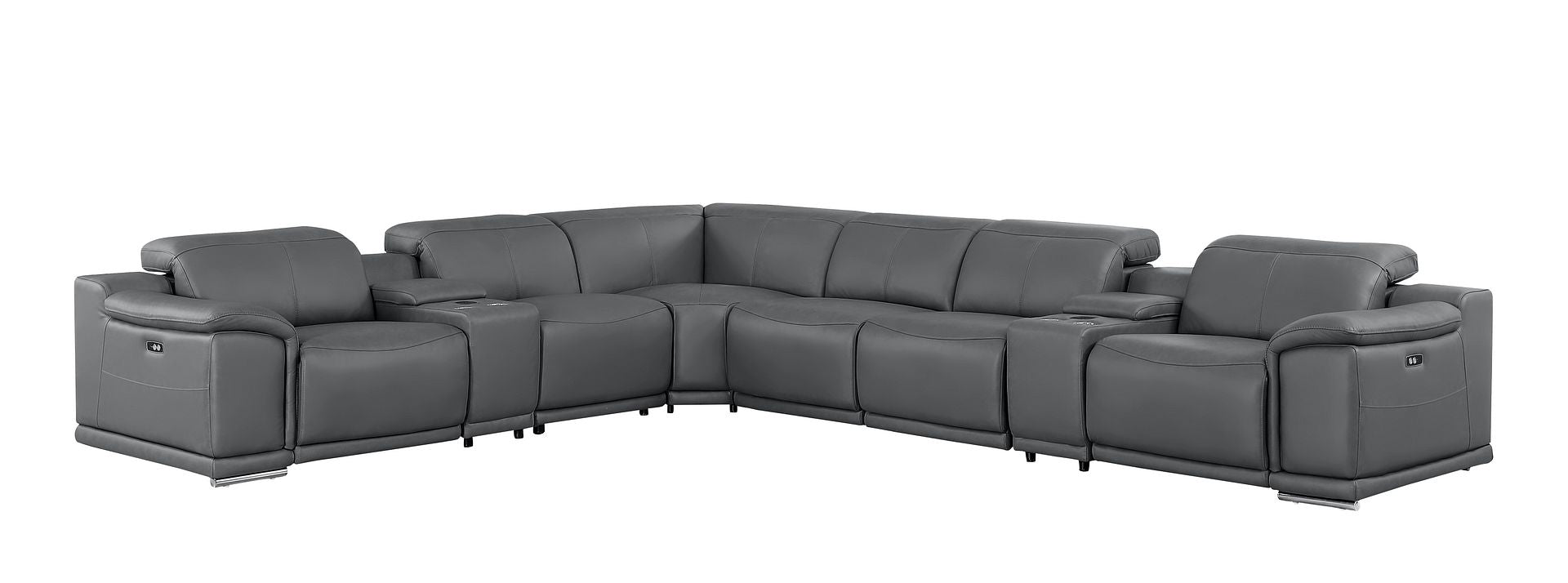 2679 8-Piece L-Shaped Power Reclining Sectional Sofa in Genuine Leather - 4 Recliners