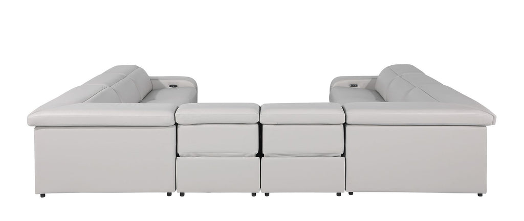 1116 Divanitalia 8-Piece U-Shaped Sectional Sofa in Top Grain Italian Leather with 4 Power Recliners & Power Headrests - Light Grey - SKU 1116-LT_GREY-8PC-4PWR-U-NC-SECT-GROUP - view 7