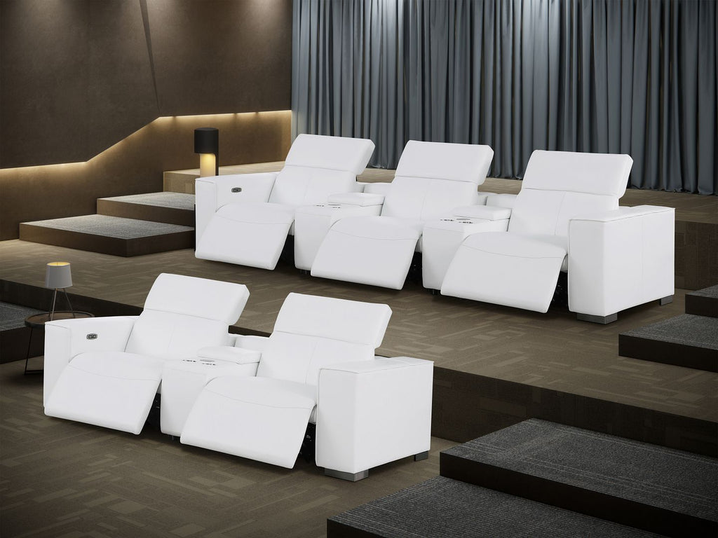 1208 Modular Leather Sofa & Loveseat with 6 Recliners and Power Headrests - White - SKU 1208-WHITE-8.5-HT - view 3