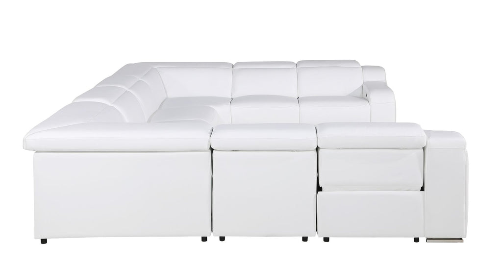 1116 Divanitalia 8-Piece U-Shaped Sectional Sofa in Top Grain Italian Leather with 4 Power Recliners & Power Headrests - White - SKU 1116-WHITE-8PC-4PWR-U-NC-SECTIONAL-GROUP - view 6