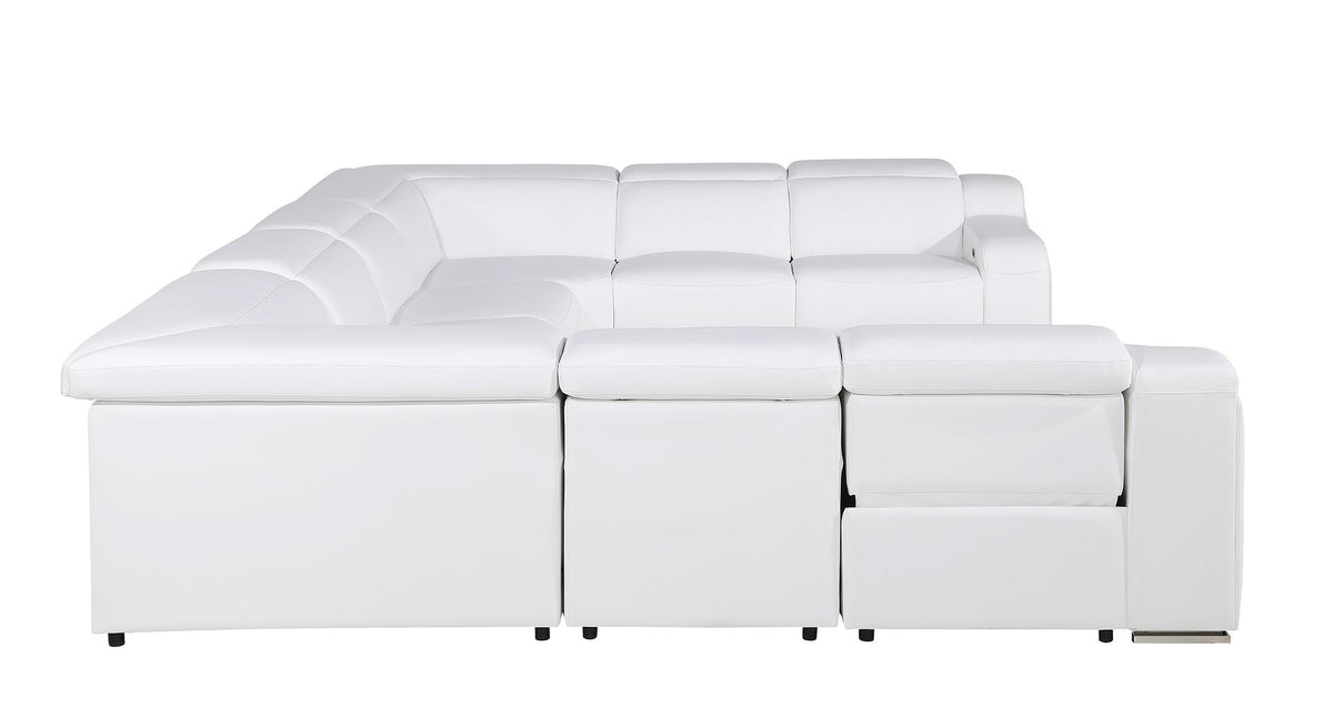 1116 Divanitalia 8-Piece U-Shaped Sectional Sofa in Top Grain Italian Leather with 4 Power Recliners & Power Headrests - White - SKU 1116-WHITE-8PC-4PWR-U-NC-SECTIONAL-GROUP - view 6