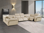 1224 Divanitalia 8-Piece U-Shaped Sectional Sofa in Top Grain Italian Leather with 4 Power Recliners & Power Headrests