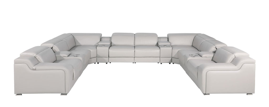 1116 Divanitalia 12-Piece U-Shaped Sectional Sofa in Top Grain Italian Leather with 4 Power Recliners & Power Headrests