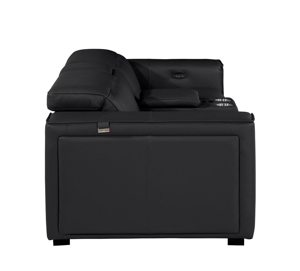 1224 Divanitalia 3-Piece Modular Power Reclining Loveseat in Top Grain Italian Leather with 2 Power Recliners & Power Headrests - Black - SKU 1224-BLACK-3.2-HT - view 6
