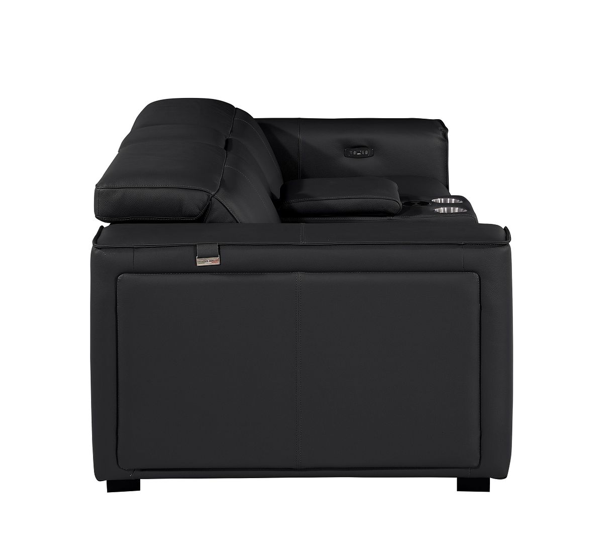 1224 Divanitalia 3-Piece Modular Power Reclining Loveseat in Top Grain Italian Leather with 2 Power Recliners & Power Headrests - Black - SKU 1224-BLACK-3.2-HT - view 6