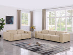 1208 Leather Reclining Set - Sofa & Loveseat with 4 Power Recliners - Beige