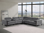 1246 Divanitalia 6-Piece L-Shaped Modular Power Reclining Sectional Sofa with 3 Power Recliners and Power Headrests - Top Grain Italian Leather - Dark Grey - SKU 1246-DK-GREY-6PC-3PWR-SECTIONAL