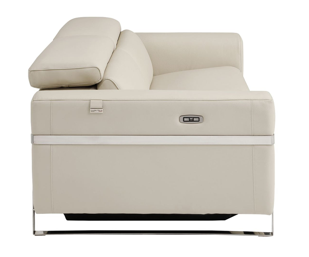 990 Divanitalia Power Reclining Arm Chair with Power Headrest in Top-grain Italian Leather - Beige - SKU 990-BEIGE-CH - view 5
