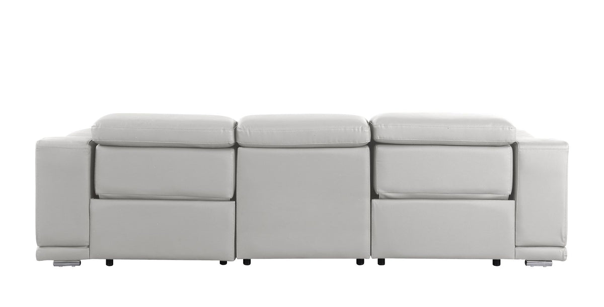 9762 Divanitalia 3-Piece Modular Power Reclining Sofa with 2 Power Recliners in Top Grain Italian Leather - Light Grey - SKU 9762-LT-GREY-3.2-S-HT - view 7