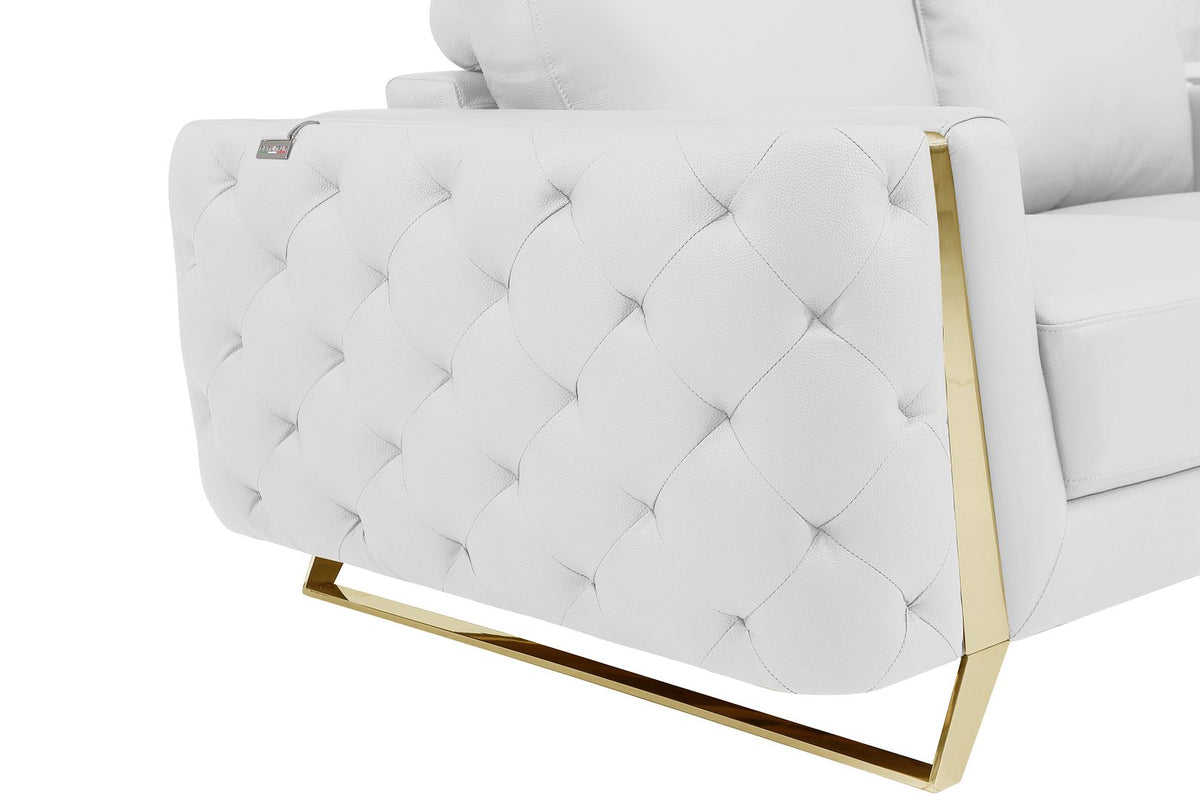 1050 Divanitalia 2-Piece Sofa Set in Top-grain Italian Leather - White - SKU 1050-WHITE-3PC - view 10