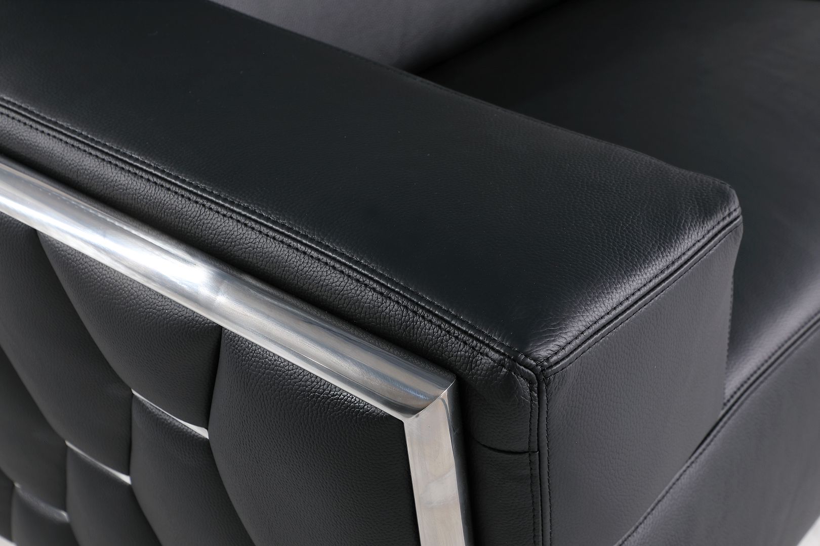 1111 Divanitalia 2-Piece Sofa Set with Adjustable Headrest in Top-grain Italian Leather - Black - SKU 1111-BLACK-2PC - view 13