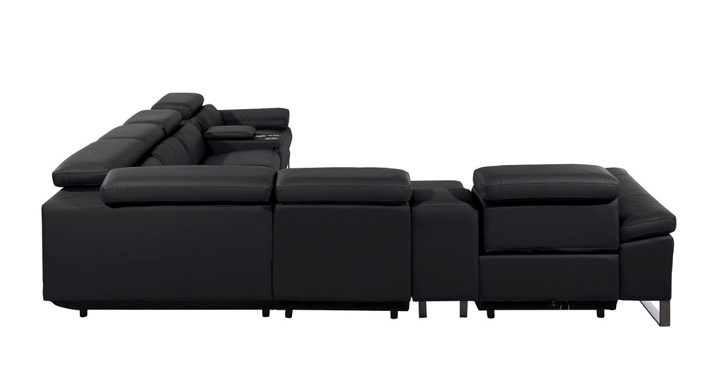 1246 Divanitalia 8-Piece L-Shaped Modular Power Reclining Sectional Sofa with 3 Power Recliners and Power Headrests - Top Grain Italian Leather
