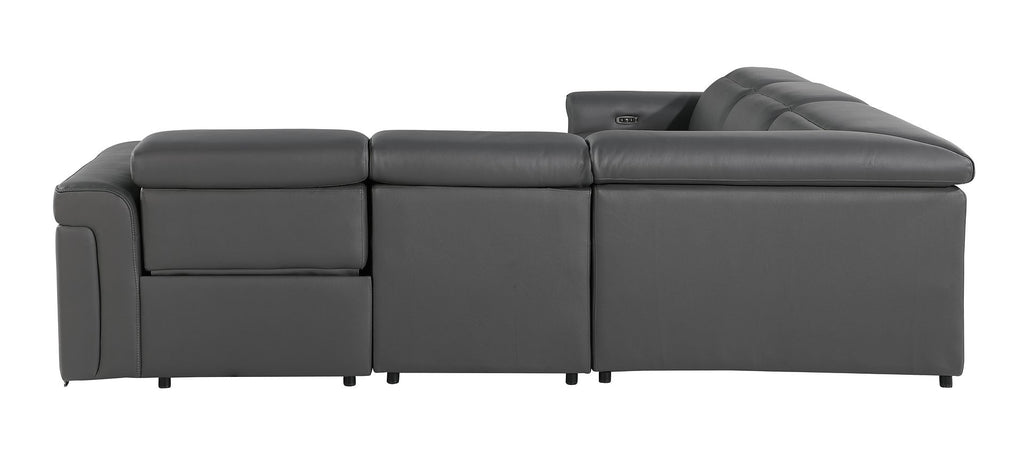 1126 Divanitalia 5-Piece L-Shaped Sectional Sofa in Top Grain Italian Leather with 3 Power Recliners & Power Headrests - Dark Grey - SKU 1126-DK-GREY-SEC-5PC-3PWR-SECTIONAL-GROUP - view 5