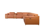 9762 Divanitalia 8-Piece L-Shaped Top Grain Italian Leather Sectional Sofa with 3 Power Recliners