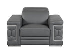 692 Divanitalia 3-Piece Sofa Set with Adjustable Headrest in Top-grain Italian Leather - Dark Grey - SKU 692- DARK GRAY 3PC (S/L/CH) - GROUP - view 7