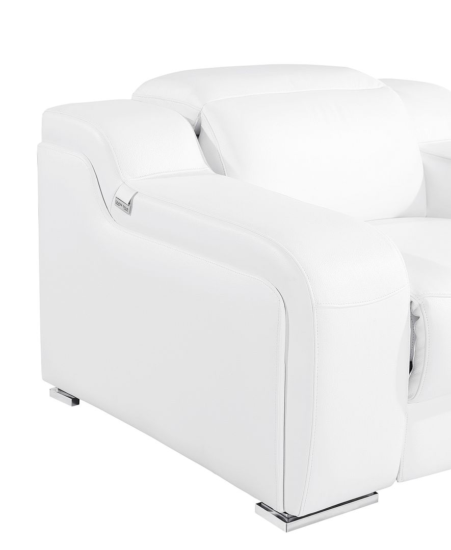 1116 Divanitalia Top Grain Italian Leather Power Reclining Chair with Power Headrests - White - SKU 1116-WHITE-CH - view 10