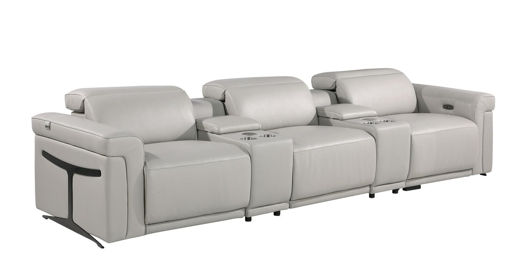 1126 Divanitalia 5-Piece Modular Power Reclining Sofa in Top Grain Italian Leather with 3 Power Recliners & Power Headrests