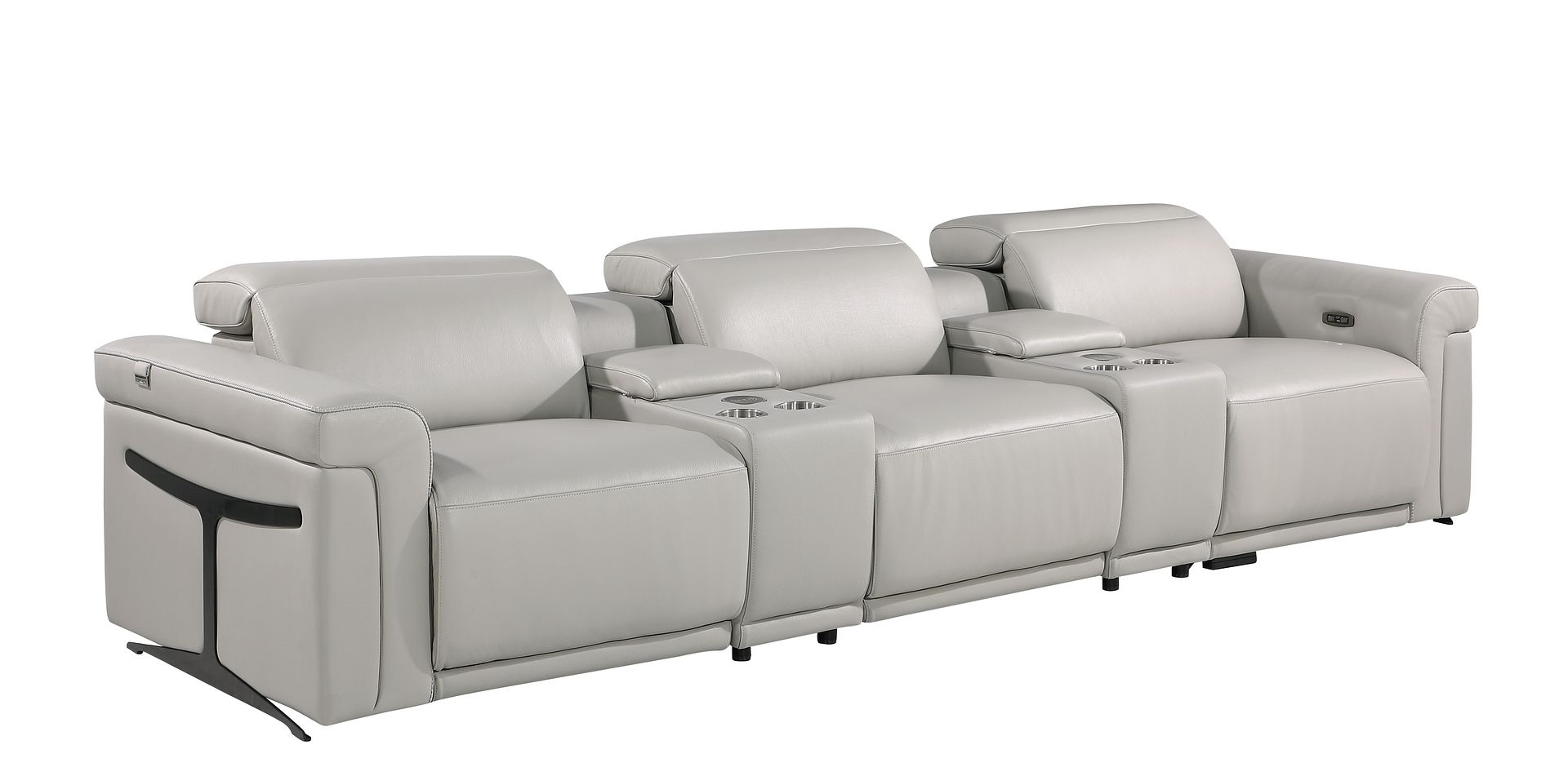1126 Divanitalia 5-Piece Modular Power Reclining Sofa in Top Grain Italian Leather with 3 Power Recliners & Power Headrests