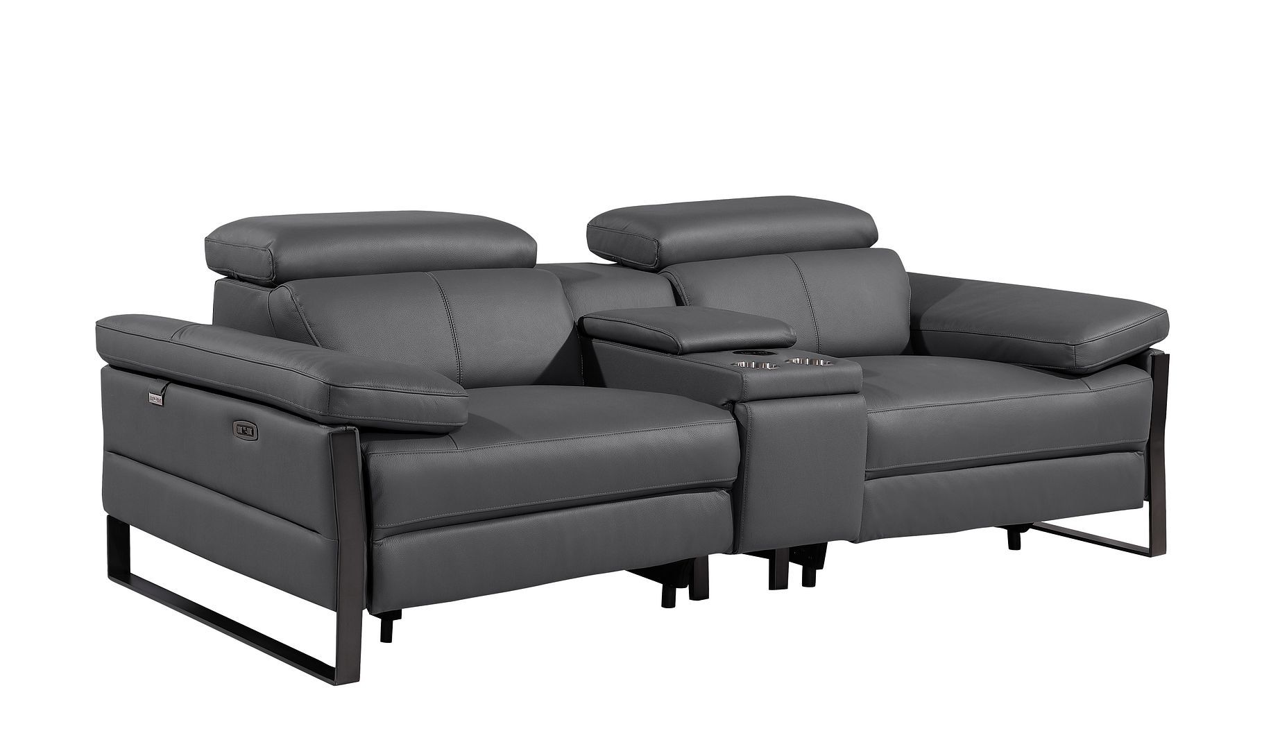 1246 Divanitalia Modular Power Dual Reclining Sofa, Loveseat, and Chair Set with Power Headrests - Top Grain Italian Leather