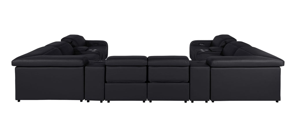 1116 Divanitalia 12-Piece U-Shaped Sectional Sofa in Top Grain Italian Leather with 4 Power Recliners & Power Headrests