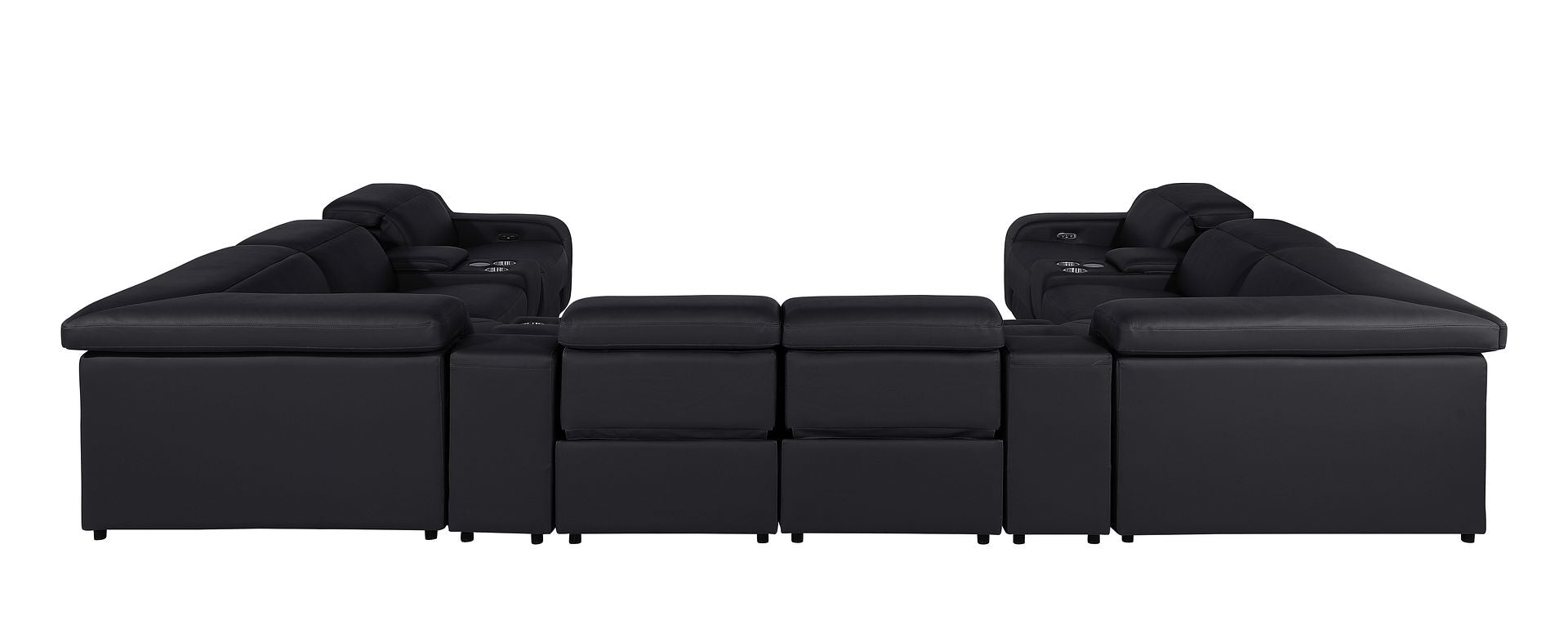1116 Divanitalia 12-Piece U-Shaped Sectional Sofa in Top Grain Italian Leather with 4 Power Recliners & Power Headrests