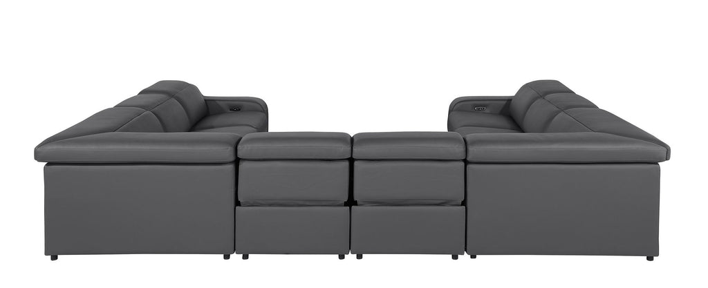 1116 Divanitalia 8-Piece U-Shaped Sectional Sofa in Top Grain Italian Leather with 4 Power Recliners & Power Headrests - Dark Grey - SKU 1116-DK_GREY-8PC-4PWR-U-NC-SECT-GROUP - view 7