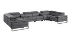 1246 Divanitalia 8-Piece U-Shaped Modular Power Reclining Sectional Sofa with 4 Power Recliners and Power Headrests - Top Grain Italian Leather