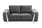 1051 Divanitalia Beige 3-Piece Sofa Set in Velvet Fabric - Dark Grey - SKU 1051-DK-GRAY-2PC - view 6